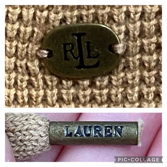 Lauren Ralph Lauren Long Sleeve Waffle Knit Hoodie Women's Size Medium Tan Camel - Picture 8 of 10